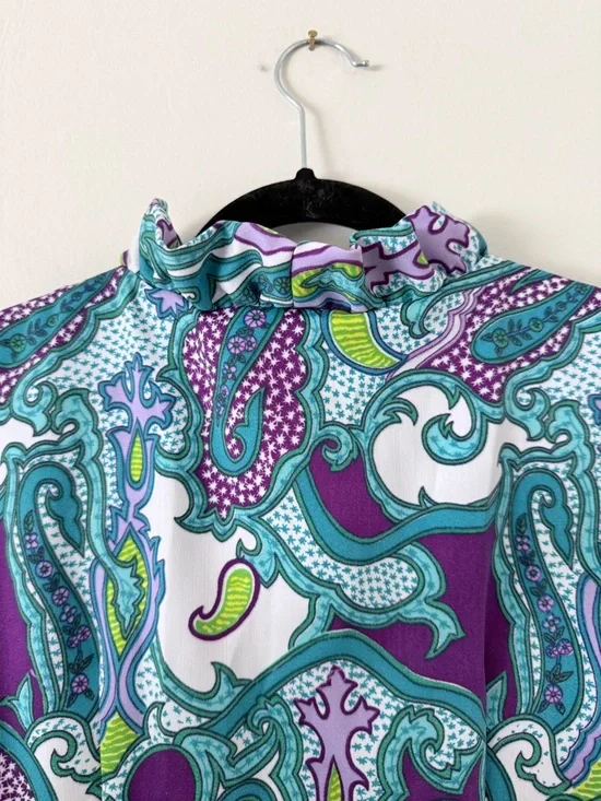 Vintage Hukilau Fashions Authentic Hawaiian Maxi Dress Size M
Teal Purpl Paisley - Picture 8 of 13